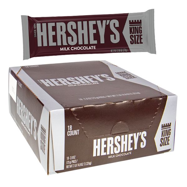 Hershey's King Size milk chocolate bars in an 18-count display box