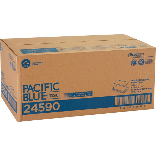 Pacific Blue Basic recycled multifold paper towels case of 16 packs